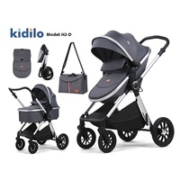 Poussette de bébé multifonctionnelle Kidilo avec panier de couchage nouveau-né à haute vue et assis/couché avec cadre en plastique modèle nouveau