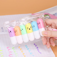 6 pièces/ensemble Mini stylo surligneur en forme de pilule pour écrire des couleurs pastel ensemble de surligneurs mignons stylo marqueur école de papeterie coréenne