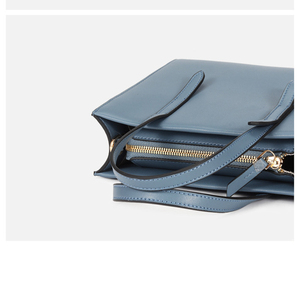 Gionar New Arrival Simple Design Genuine Plain Cowhide Leather <strong>Navy</strong> <strong>Blue</strong> Tote Handbags Custom Casual <strong>Bags</strong> Women Wholesale Price - Product Image 6