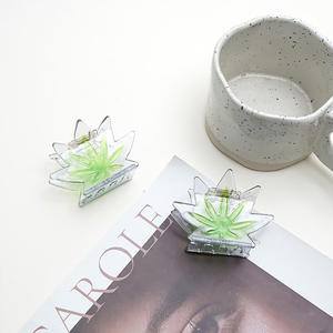 Barrettes en acétate de style européen et américain, feuilles d'herbe, vitalité, mignonnes, vertes, transparentes, décoration de cheveux pour filles, logo personnalisé unisexe - Product Image 6