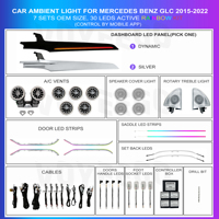 Iluminación LED para Automóviles Voyeego, Luz Interior Mejorada para Benz Clase C, Clase GLC, W205, 53 Colores Intermitentes de Arcoíris, 12 V