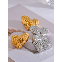 JINYOU 2504 acier inoxydable coeur amour grandes boucles d'oreilles pour les femmes prévenir les allergies or argent romantique Texture personnelle bijoux