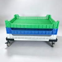 Chariot de manutention à quatre roues pour caisses, longueur et largeur personnalisables, hauteur fixe, roulettes pivotantes silencieuses de 3 pouces, en plastique, norme UE