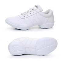 Chaussures de danse modernes pour femmes, en cuir microfibre blanc et noir, semelle extérieure en PU, pour la gymnastique, l'aérobic, la cheerleading