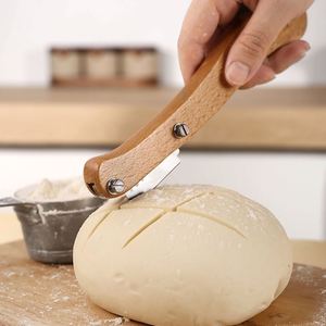 Baking <b>Tools</b> Dough Scoring Knife with 5 Blades and PVC <b>BOX</b> <b>Wood</b> Handle Bread Lame - Product Image 3