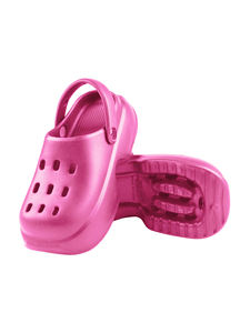 महिलाओं की एंटी स्लिप ऊंचाई वाले मोटे मोटे मोटे तौर पर छिद्रित जूते, ठोस रंग, बाहरी रूप से पहना जा सकता है, पैर की टोपी चप्पल - Product Image 2