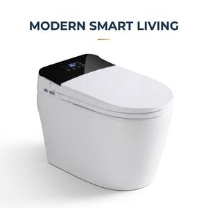 WC intelligent de luxe moderne avec bidet intégré, chasse d'eau automatique, capteur de pied, siège chauffant, cuvette ronde ST682H Sma - Product Image 1