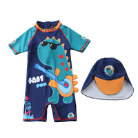 Bañadores Enterizos al por Mayor para Niños con Lindo Estampado de Dinosaurio de Dibujos Animados Ropa de Playa para Niños Traje de Baño para Niños con Gorro de Natación