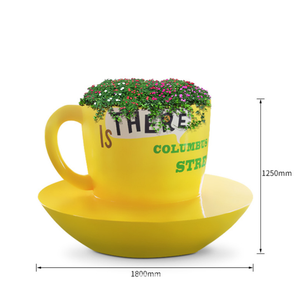 Y231 taza silla maceta arte decoración creativa FRP Banco escultura artística muebles asiento para jardín centro comercial área de espera pública - Product Image 2