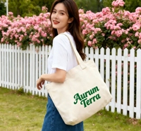 Sacs de courses en toile de coton bio, écologiques, noirs, réutilisables, vierges, de grande taille, avec logo personnalisé
