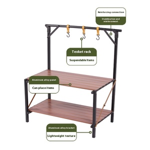 Mesa de Camping Plegable Portátil de Doble Capa de Aleación de Aluminio <span class=keywords><strong>Tipo</strong></span> L, Removible, para Almacenamiento al Aire Libre - Product Image 5