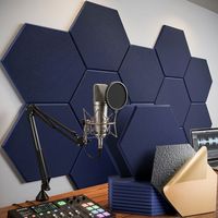 Panneaux acoustiques hexagonaux insonorisants en tissu PET haute densité, revêtement mural absorbant le son, autocollant mural 3D pour studio