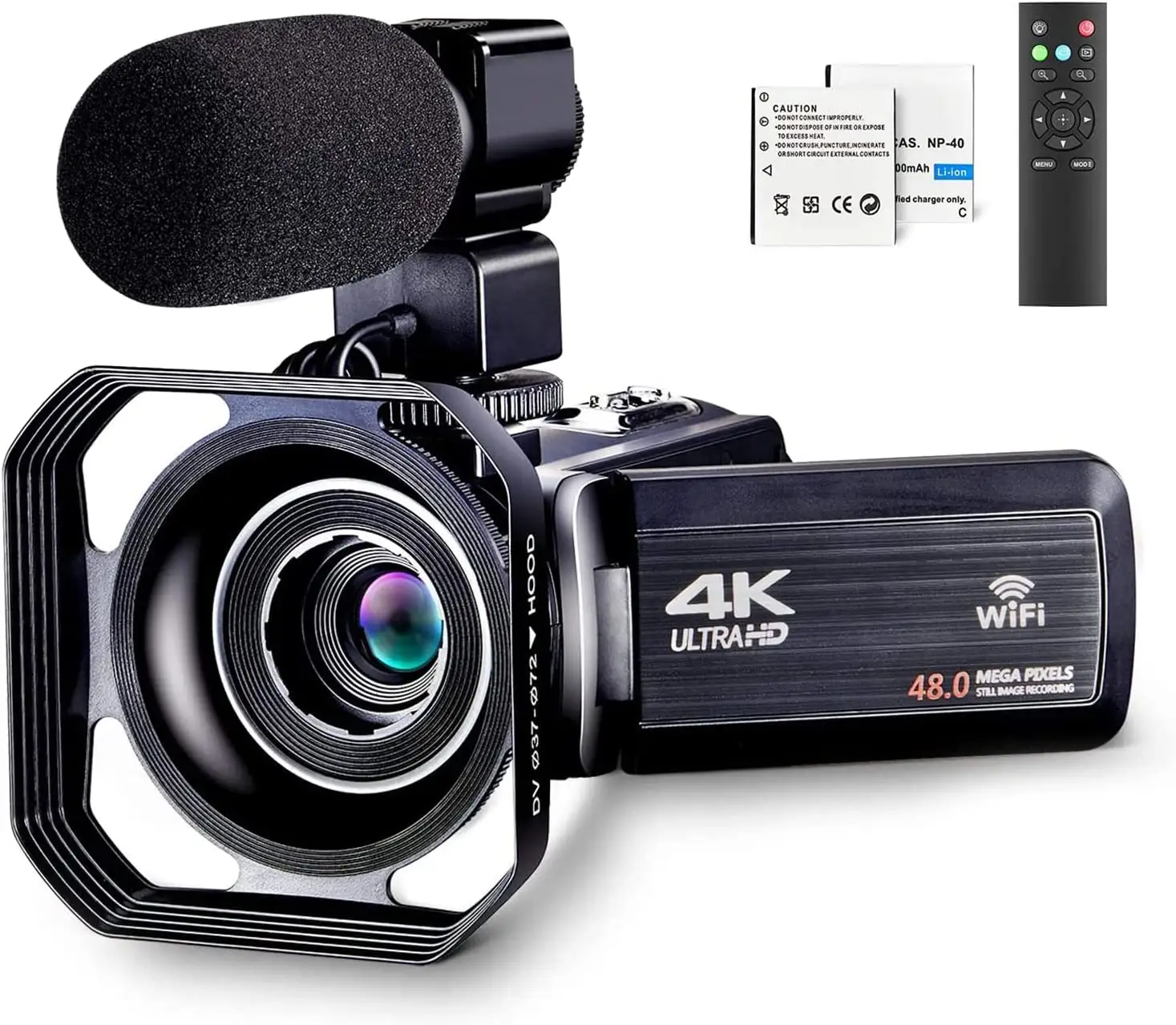 4k Video Camera Camcorder for YouTube Ultra HD 48MP Vlogging Camera with Microphone & Remote Control WiFi Digital Camera