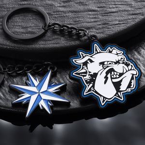 Llaveros Personalizados con Logotipo, Cabeza de Bulldog, Forma de Rosa de los Vientos, Llaveros de Esmalte al por Mayor, Anillos de Llavero de Aleación de Zinc Metálico con Logotipo - Product Image 5
