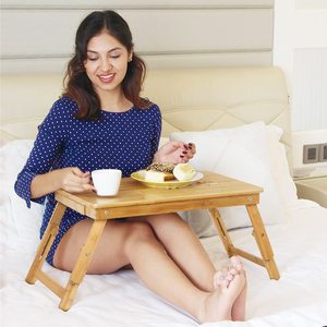 Soporte ajustable de bambú para ordenador portátil, mesa de estudio de madera, bandeja para cama, mesa plegable para portátil para adultos y niños con ventilador de cajón - Product Image 5