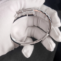 Bracelet ouvert classique en argent sterling 925 avec moissanite baguette GRA, couleur D, qualité VVS, bijoux unisexes tendance, vente chaude