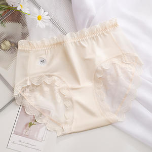 Vrouwen Sexy Kant Gaas Satijn Mid-Tase Slipje Plus Size 100Kg Dun Gebreid Weven Lang Kruis Ondergoed - Product Image 4