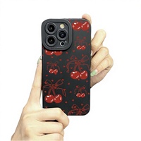 Coques de téléphone portable antichoc en TPU avec nœud papillon cerise pour 11/12/13/14/15/16/17 Pro/Promax/Plus/X/XS/XR/XSMAX