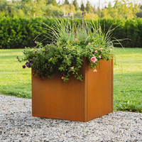 Pots à fleurs carrés en acier corten décoratifs pour jardin - Forme personnalisée - Utilisation durable à la maison et au jardin - Capacité de 20 L - Style minimaliste