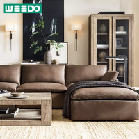 Ensemble de canapés de luxe pour salon, personnalisable, en cuir véritable, modulaire, moderne, en forme de L, confortable, pour villa et hôtel