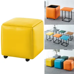 Nesting Folding Sofa Chairs 5 in 1 Sofa Stool Hidden Seats Foldable Ottoman Stools with Metal Legs Cube Chair Modern New Design