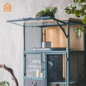 מזנון אמריקאי בסגנון מזנון עם אחסון mdf זכוכית הזזה דלתות סלון גבוה ארון מטבח ארון מתכת - Product Image 5