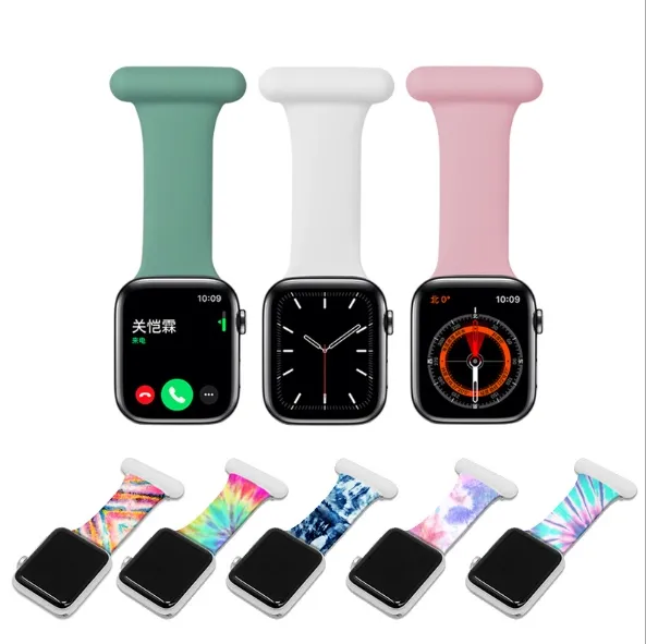 Gelang Jam Tangan Suster Karet Print Smart Fob Strap Pin Fob untuk Jam Tangan Apple untuk Paramedis, Perawat & Dokter 38Mm 40Mm 42Mm 44Mm