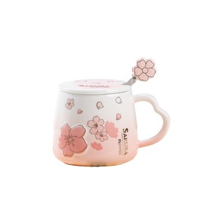 Nouvelle tasse en céramique créative de fleurs de cerisier avec conception de coeur de fille en relief micro-ondes Safe Party Home Office Use - Product Image 4