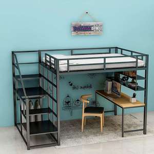 <span class=keywords><strong>Lit</strong></span> mezzanine en métal robuste avec bureau intégré, cadre en fer épaissi, <span class=keywords><strong>lit</strong></span> surélevé gain de place <span class=keywords><strong>pour</strong></span> dortoir d'étudiant, appartement - Product Image 4