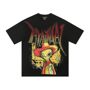 T-shirt da uomo Angel High Street alla moda, 240 grammi, tinta unita, stile Hip Hop, marchio americano, esportazione transfrontaliera, manica corta, vestibilità ampia, 100% cotone - Product Image 3