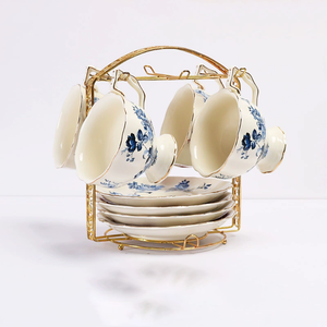 Service à thé de luxe en céramique écologique à motif de roses bleues anglaises, en promotion - Product Image 3