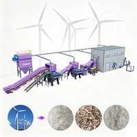 Machine de broyage de déchets de pales d'éoliennes composites 3-15T/H, ligne de recyclage de pales d'éoliennes