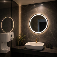 Miroir de salle de bain LED sans cadre, demi-cercle, rétroéclairé, miroir éclairé, IP44, étanche, miroir mural moderne personnalisé, miroir de vanité