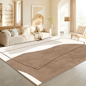 Tapis moderne abstrait crème rectangulaire antidérapant en fausse fourrure de cachemire pour salon et chambre à coucher, décoration haut de gamme pour la maison H 2129 - Product Image 3