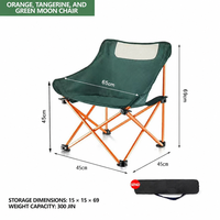 Chaise pliante de loisirs d'extérieur en acier au carbone orange et vert, légère et portable, multi-usages, pour le camping