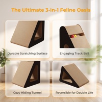 Griffoir pour chat durable en carton ondulé triangulaire, résistant aux griffures, ne laisse aucune copeaux, herbe à chat incluse