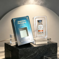 Scatola di Imballaggio Piatta Premium Personalizzata per Fiale, Stampa UV a Rilievo, Vassoio in PET per Contenitori in Vetro da 3ml e 10ml