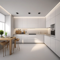 Ensemble d'armoires en acrylique au design moderne, meubles de cuisine et de garde-manger en bois sur mesure, fabriqués par Smart Supplies