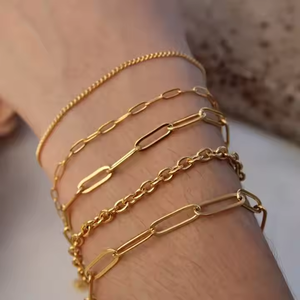 18k Vergoldete Miami Cuban Kette Hip-Hop Halskette Armband Edelstahl Seilkette Damen Fischgrät-Schlangenkette Armband - Product Image 3