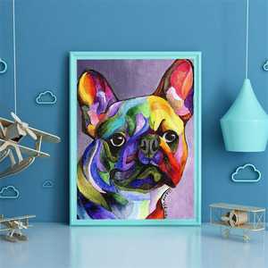 Kits de pintura de diamantes de animales 5D DIY pintura de diamante cuadrado/redondo colorido <span class=keywords><strong>Bulldog</strong></span> <span class=keywords><strong>francés</strong></span> perro decoración de pared del hogar regalos de arte - Product Image 3