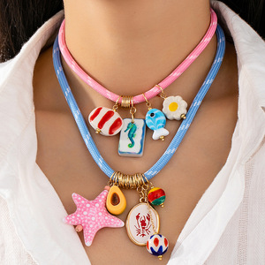 Collar con Colgante de Concha de Coral Rojo Deportivo Comiya de Qingdao para Mujer, Cadena de Cuerda para Uso Diario en la Playa, Aleación de Zinc, Regalo <span class=keywords><strong>2026</strong></span> - Product Image 3