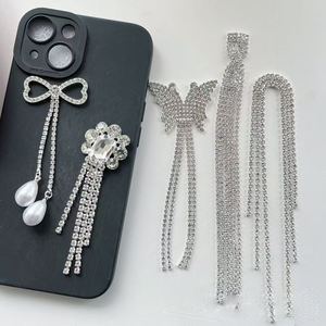 奢华钻石锆石蝴蝶长流苏耳环水晶水钻流苏合金水钻水滴珠光魅力 - Product Image 2