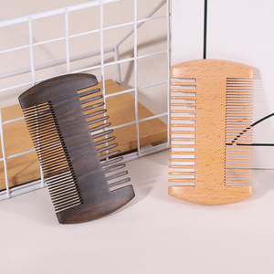 Peigne personnalisé en bois de poirier couleur naturelle, à dents fines, double face, brosse à barbe, outil de toilettage, manche en bois écologique - Product Image 5