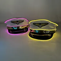 Nuevo Gorro Luminoso LED para Hombre y Mujer, Gorra de Piloto Brillante, Uniforme de Cosplay, Gorra con Luz para Espectáculos de Danza y Accesorios de Bar