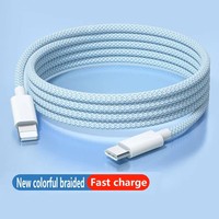 Câble de charge rapide USB-C vers Type-C en TPE tressé couleur macaron PD 60W pour iPhone 15/16/17 1-2M