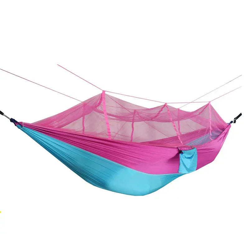 Hete Verkoop Outdoor Camping Nylon Hangende Hangmat Schommelstoel Met Klamboe Voor 1 Of 2 Personen