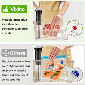 Sacs sous vide texturés auto-scellants avec clips pour une cuisson sous vide sécurisée et le stockage des aliments - Product Image 3