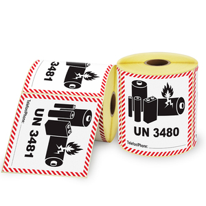 UN3480 <span class=keywords><strong>UN3481</strong></span> 4 "X 4" Batería de litio Etiquetas de envío Etiqueta de advertencia Etiqueta adhesiva - Product Image 2