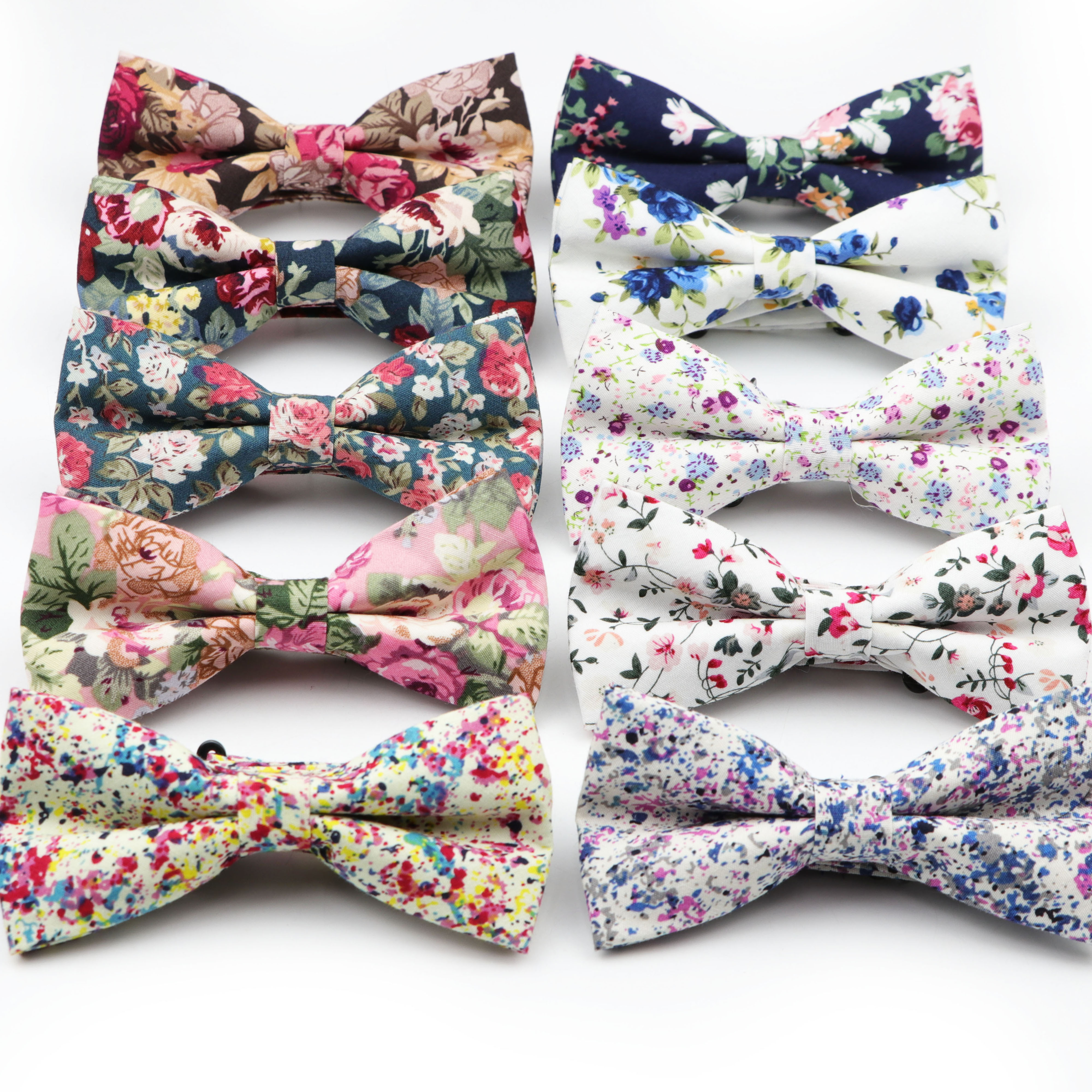 Mens Bow Tie Flexible Bowtie Smooth Necktie Soft Cotton Butterfly Decorative Pattern Paisley Flower Ties