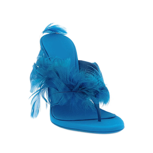 <span class=keywords><strong>Scarpe</strong></span> di Design con Decorazione di <span class=keywords><strong>Piume</strong></span> Blu, Tacco a Spillo, Sandali con Tacco Alto da Donna per Cene ed Eventi 2026 - Product Image 2